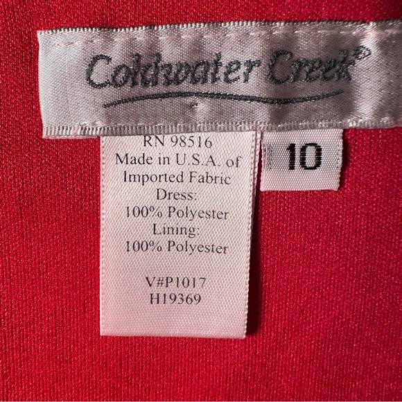 NWOT Coldwater Creek red rose floral print dress with flutter sleeves - Picture 7 of 8